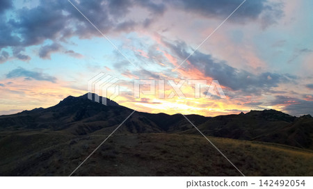 mountain landscape during sunset sun mountain landscape during sunset sun 142492054
