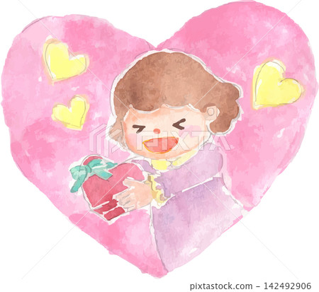 情人節插圖:女孩送禮物 情人節插圖:女孩送禮物 142492906