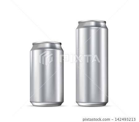 Two Aluminum Beverage Cans Comparison Minimal Packaging Concept Photography Two Aluminum Beverage Cans Comparison Minimal Packaging Concept Photography 142493213