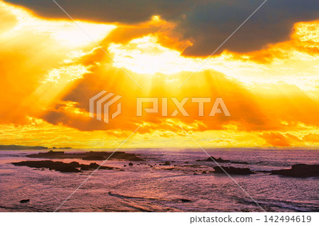 Beautiful sunset in Essaouira, a World Heritage Site. Beautiful sunset in Essaouira, a World Heritage Site. 142494619