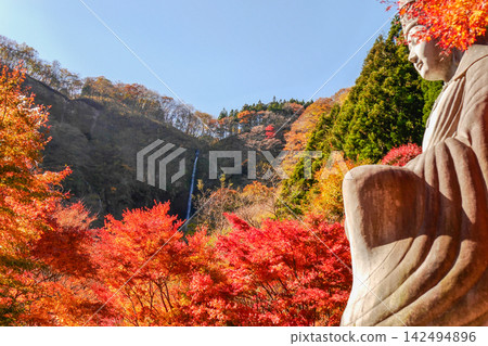 Stone Buddha and Funao Falls Stone Buddha and Funao Falls 142494896