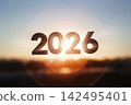 The beautiful setting sun on the last day of the eventful year 2026, a backdrop of the last day of the year and a hopeful New Year. 142495401