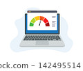 laptop displaying website speed test gauge performance meter icon 142495514