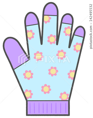 Cute cartoon gardening glove with daisy flower floral pattern Cute cartoon gardening glove with daisy flower floral pattern 142495532