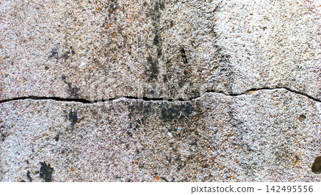 Weathered concrete surface with horizontal cracks and stains. Weathered concrete surface with horizontal cracks and stains. 142495556