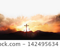 The Suffering Crucifixion of Jesus Christ on Calvary Hill, Background of Passion Week 142495634