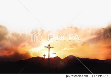 The Suffering Crucifixion of Jesus Christ on Calvary Hill, Background of Passion Week The Suffering Crucifixion of Jesus Christ on Calvary Hill, Background of Passion Week 142495634