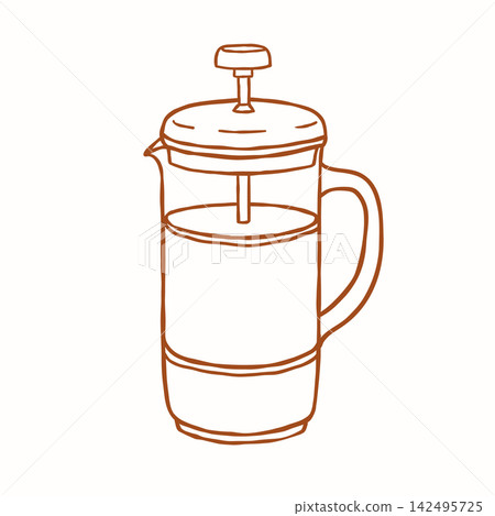French Press Coffee Maker Illustration French Press Coffee Maker Illustration 142495725