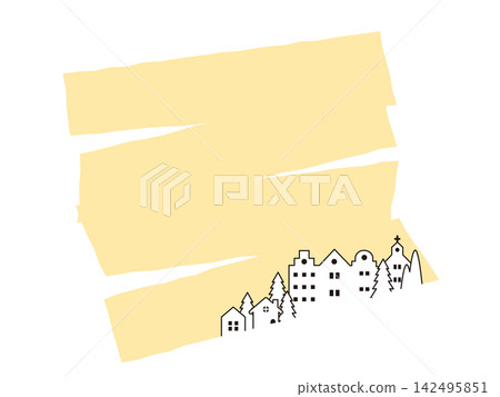 A stylish frame with a marker-style yellow border and a European streetscape. A stylish frame with a marker-style yellow border and a European streetscape. 142495851