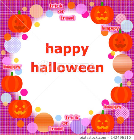 Happy Halloween frame, jack-o'-lantern, pumpkin Happy Halloween frame, jack-o'-lantern, pumpkin 142496110