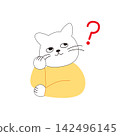 一隻表情疑惑的貓咪，旁邊有一個沒有輪廓的紅色問號。 142496145