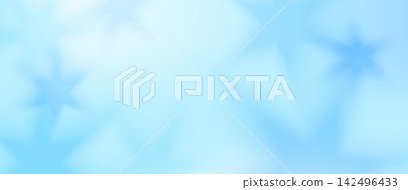 Blurry snowflakes background. Blue winter defocus frost wallpaper. Blurred frozen ice crystal surface. Wintertime seasonal backdrop for Christmas, New Year decoration. Vector rime freeze element bg 142496433