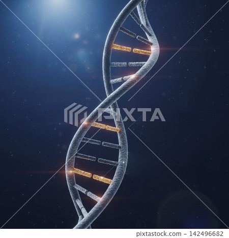 dna molecule model on blue background dna molecule model on blue background 142496682