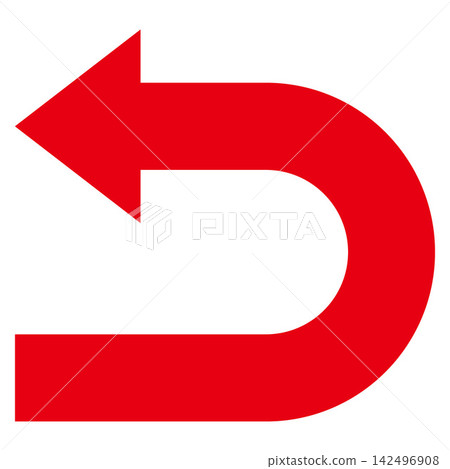 U-turn arrow, red vector icon for back/redo U-turn arrow, red vector icon for back/redo 142496908