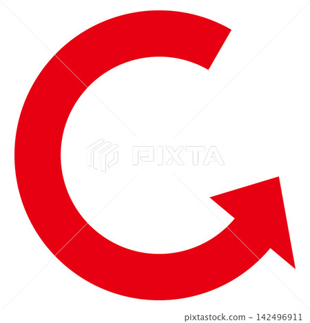 A single circular arrow, a repeating/rotating red vector icon. A single circular arrow, a repeating/rotating red vector icon. 142496911