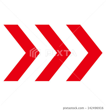 Three right-pointing chevron arrows; red vector icon for "Next" and "Proceed". Three right-pointing chevron arrows; red vector icon for "Next" and "Proceed". 142496916