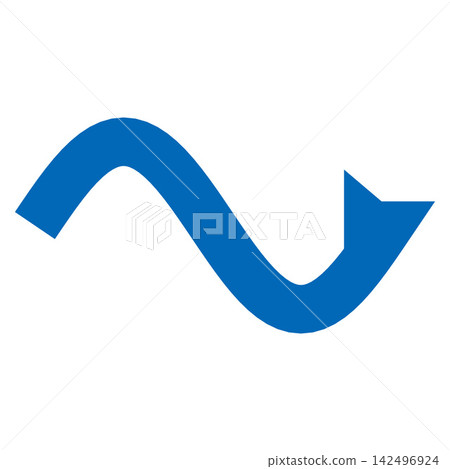 Wave-like flowing arrows; flexible, flowing blue vector icons. Wave-like flowing arrows; flexible, flowing blue vector icons. 142496924