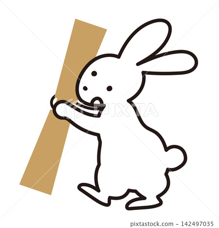 Character illustration of a rabbit holding a pestle Character illustration of a rabbit holding a pestle 142497035