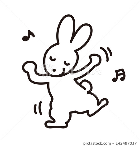 Line art illustration of a dancing rabbit 142497037