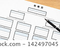 Close-up of an organizational chart and a ballpoint pen 142497045