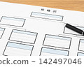 Close-up of an organizational chart and a ballpoint pen 142497046