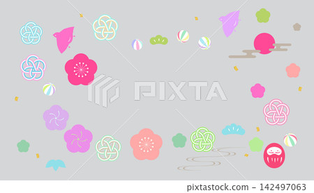 梅花結與吉祥新年賀卡插圖 - 梅花結 - 留白 梅花結與吉祥新年賀卡插圖 - 梅花結 - 留白 142497063