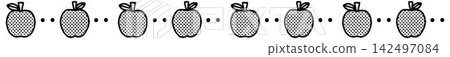Cute apple-themed line art (monochrome) for use in letters. Cute apple-themed line art (monochrome) for use in letters. 142497084