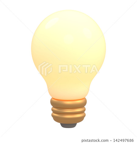 3D illustration of a stylized light bulb with a transparent background. 3D illustration of a stylized light bulb with a transparent background. 142497686