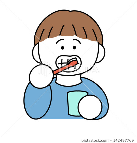 Child brushing teeth | Child's daily habits (transparent material, no background) Child brushing teeth | Child's daily habits (transparent material, no background) 142497769