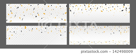 Halloween confetti background. Carnival and festive anniversary celebration. Colorful party elements and flying confetti. Set of Vector designs Halloween confetti background. Carnival and festive anniversary celebration. Colorful party elements and flying confetti. Set of Vector designs 142498009