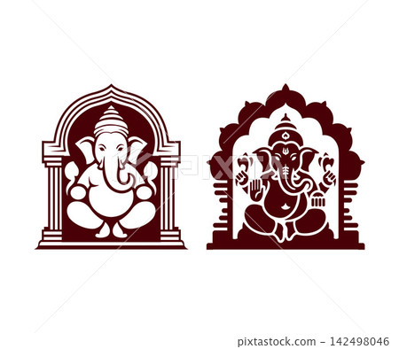 Lord Ganesh silhouette flat religious graphic illustration Lord Ganesh silhouette flat religious graphic illustration 142498046