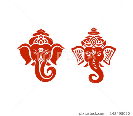 Decorative Lord Ganesh head flat creative illustration Decorative Lord Ganesh head flat creative illustration 142498050