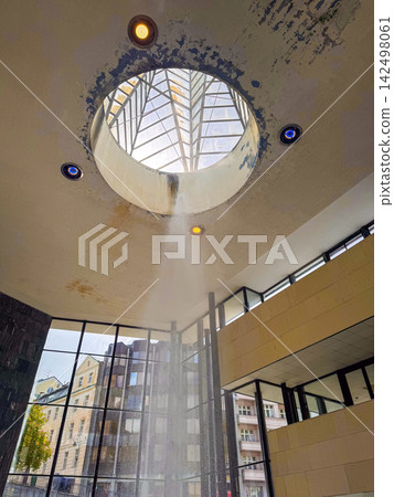 Fountain in modern building at Karlovy Vary in Czechia 142498061