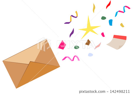 Celebratory Envelope With Confetti Illustration Celebratory Envelope With Confetti Illustration 142498211