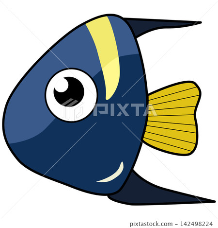 Cartoon Illustration of a Blue Tropical Fish. angelfish Cartoon Illustration of a Blue Tropical Fish. angelfish 142498224