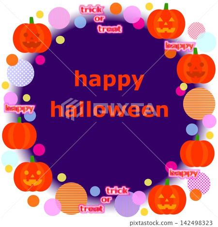 Happy Halloween frame, jack-o'-lantern, pumpkin Happy Halloween frame, jack-o'-lantern, pumpkin 142498323