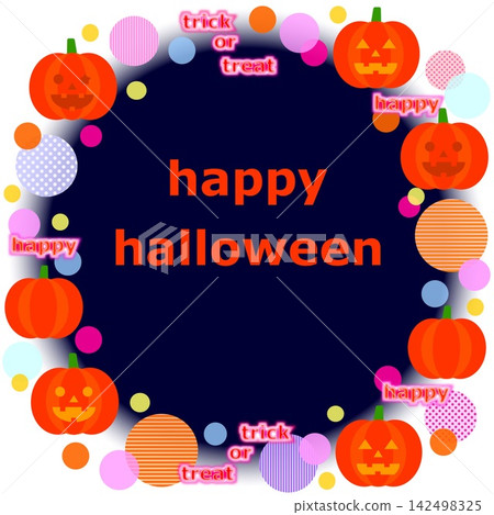 Happy Halloween frame, jack-o'-lantern, pumpkin Happy Halloween frame, jack-o'-lantern, pumpkin 142498325
