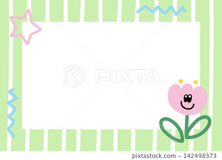 Rectangle frame with green stripe pattern, tulip flower, star for card print, polaroid photo, ad template, poster, book cover, notepad, sticky note, memo, banner, border, postcard, nature, garden Rectangle frame with green stripe pattern, tulip flower, star for card print, polaroid photo, ad template, poster, book cover, notepad, sticky note, memo, banner, border, postcard, nature, garden 142498373