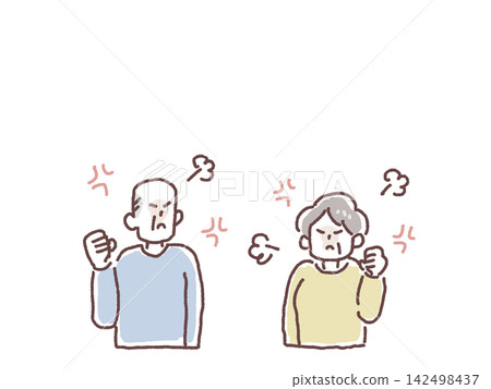 Angry and irritated elderly men and women Angry and irritated elderly men and women 142498437
