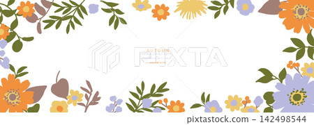 Autumn Flowers and Leaves Botanical Frame Postcard Template Set Autumn Flowers and Leaves Botanical Frame Postcard Template Set 142498544