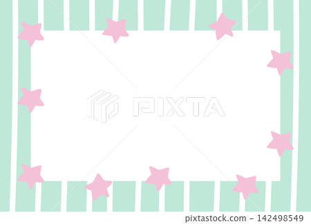 Rectangle frame with green and white stripe pattern, stars for card print, polaroid photo, ad template, poster, book cover, notepad, sticky note, memo, banner, border, postcard, nature, garden Rectangle frame with green and white stripe pattern, stars for card print, polaroid photo, ad template, poster, book cover, notepad, sticky note, memo, banner, border, postcard, nature, garden 142498549
