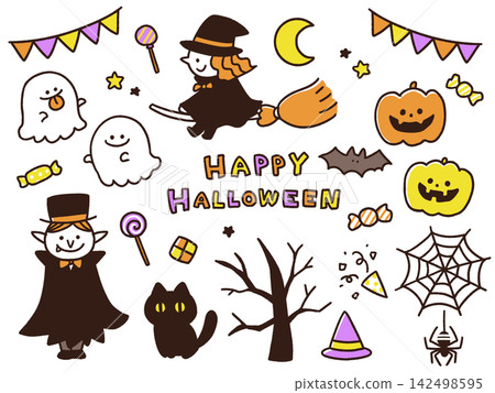 A collection of cute hand-drawn Halloween illustrations A collection of cute hand-drawn Halloween illustrations 142498595