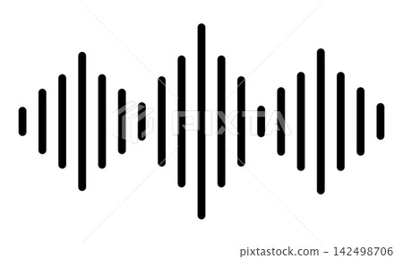 Silhouette icon of an audio waveform (black and white) Silhouette icon of an audio waveform (black and white) 142498706
