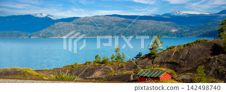 View at fjord with the beautiful mountain. The beautiful nature of Norway View at fjord with the beautiful mountain. The beautiful nature of Norway 142498740