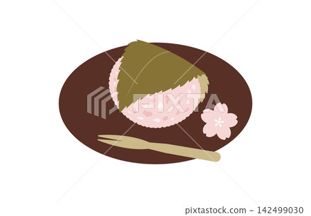 Sakura mochi on a plate Sakura mochi on a plate 142499030