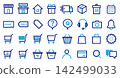 A set of 32 line art vector icons for shopping and e-commerce sites: shopping cart, shipping, coupons, and payment. 142499033