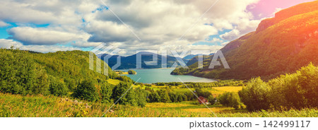 Beautiful fjord, Scandinavian landscape. Nature of Norway Beautiful fjord, Scandinavian landscape. Nature of Norway 142499117