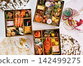 Classic three-tiered Osechi box set 142499275
