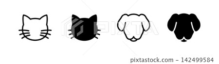 Cat and dog face icon set - Pets and animals Cat and dog face icon set - Pets and animals 142499584