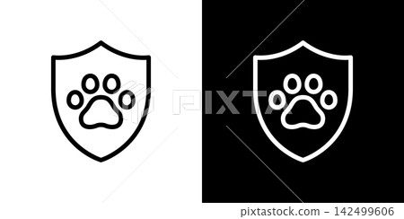 寵物保險/寵物保護圖示、盾牌、安全 寵物保險/寵物保護圖示、盾牌、安全 142499606